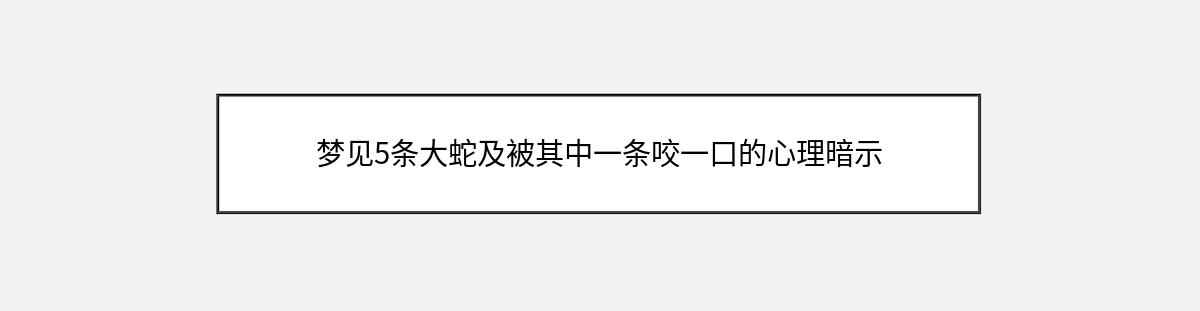 梦见5条大蛇及被其中一条咬一口的心理暗示