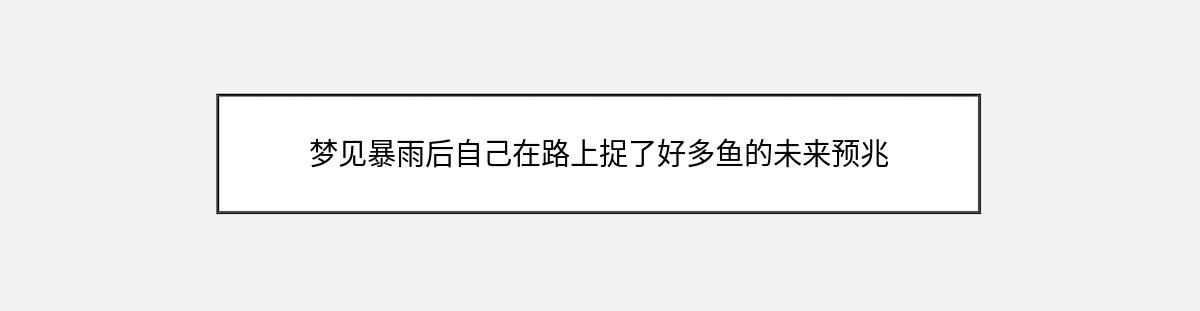 梦见暴雨后自己在路上捉了好多鱼的未来预兆