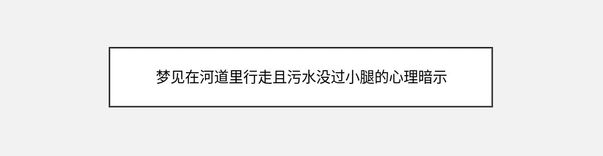 梦见在河道里行走且污水没过小腿的心理暗示