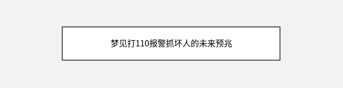 梦见打110报警抓坏人的未来预兆