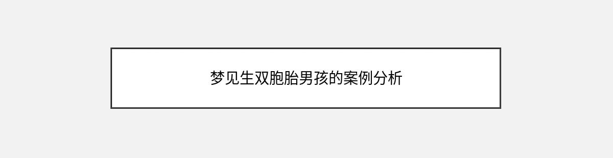 梦见生双胞胎男孩的案例分析