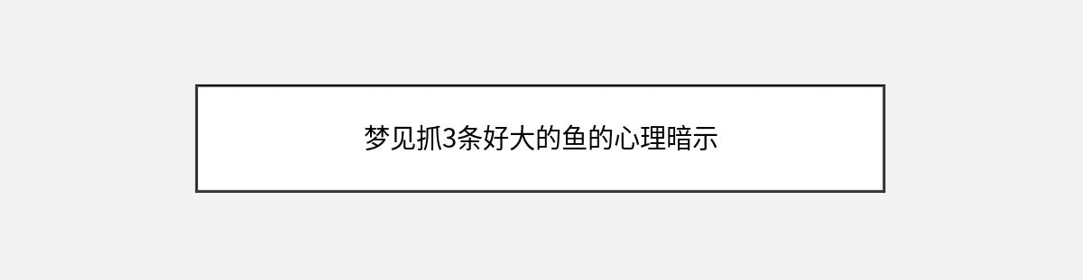 梦见抓3条好大的鱼的心理暗示