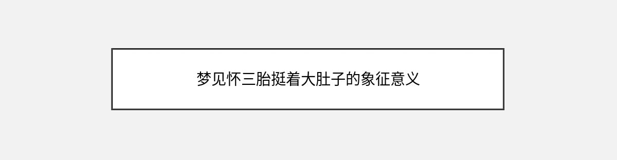 梦见怀三胎挺着大肚子的象征意义