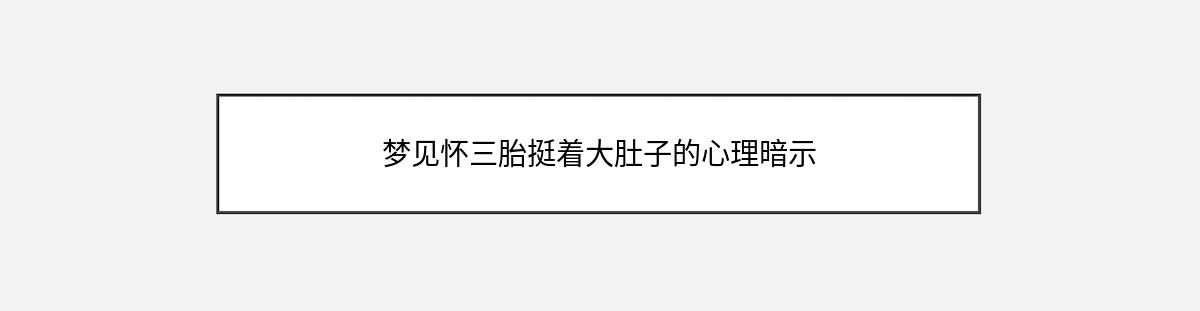 梦见怀三胎挺着大肚子的心理暗示