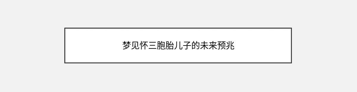 梦见怀三胞胎儿子的未来预兆