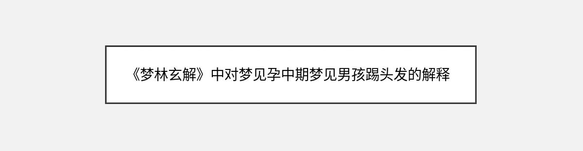 《梦林玄解》中对梦见孕中期梦见男孩踢头发的解释