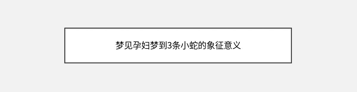 梦见孕妇梦到3条小蛇的象征意义