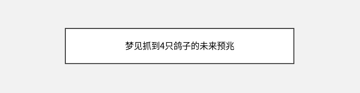 梦见抓到4只鸽子的未来预兆