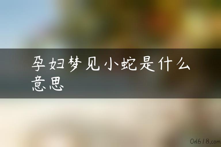 孕妇梦见小蛇是什么意思