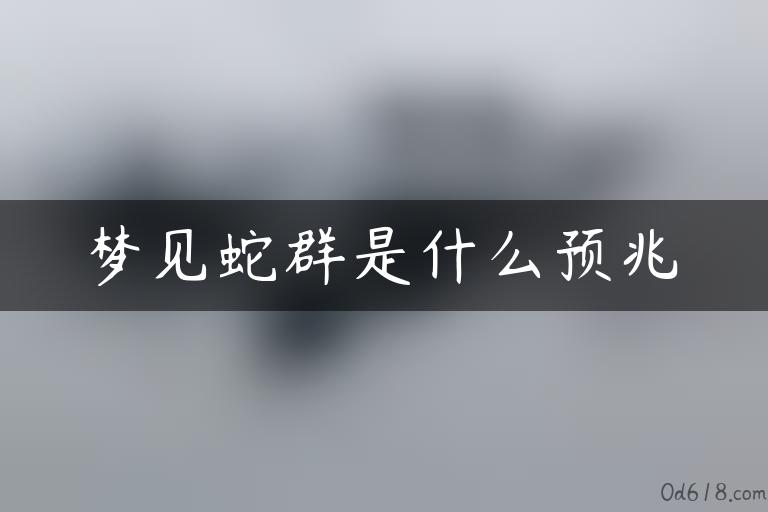 梦见蛇群是什么预兆